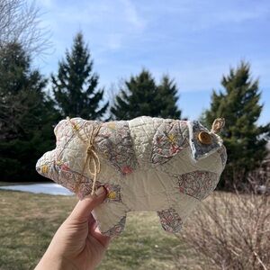 Vintage up-cycled quilt patchwork pig stuffed decoration plush anima
